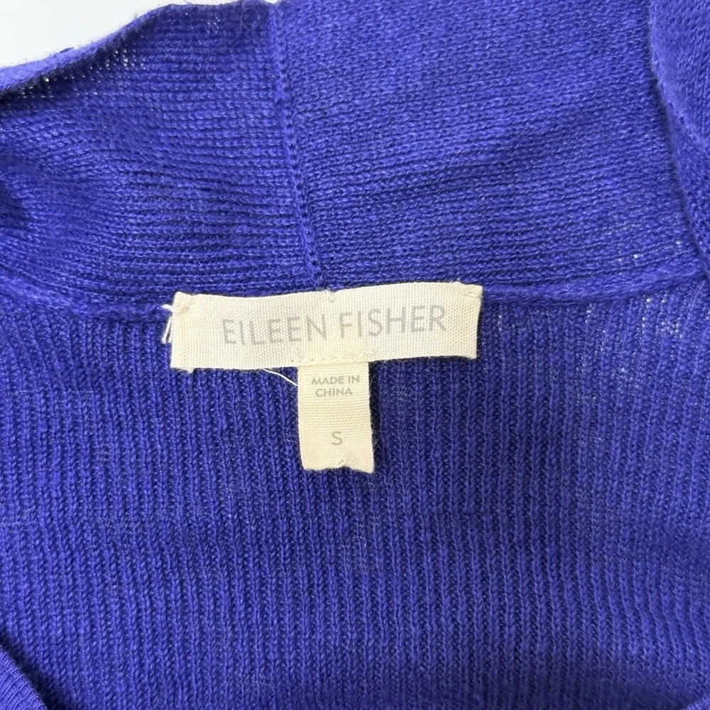 Eileen Fisher Purple Cardigan & Tank 100% Organic Linen Knit Open Front Sz Small